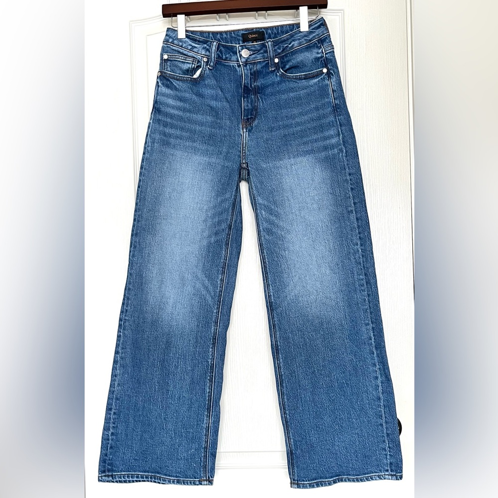 Quince Bella Relaxed Straight Jeans Atlantic Blue 26 Organic Cotton High Rise